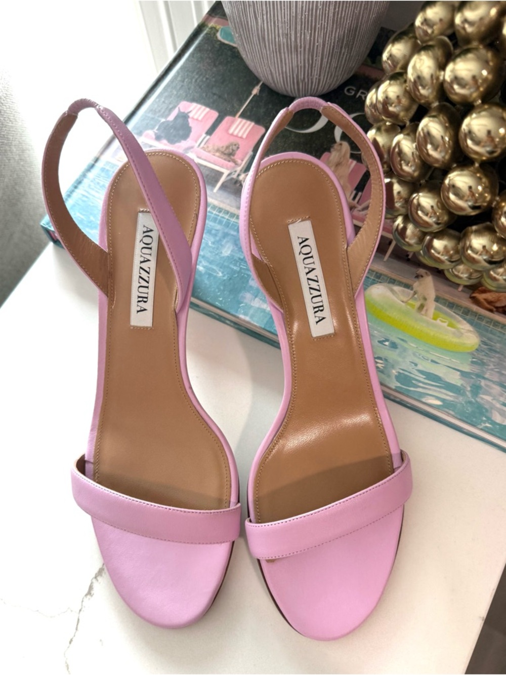 Aquazzura So Nude Petal Rode Sandal, Pink Slingback Kitten Heel EU 39 US 9 - Picture 5 of 9